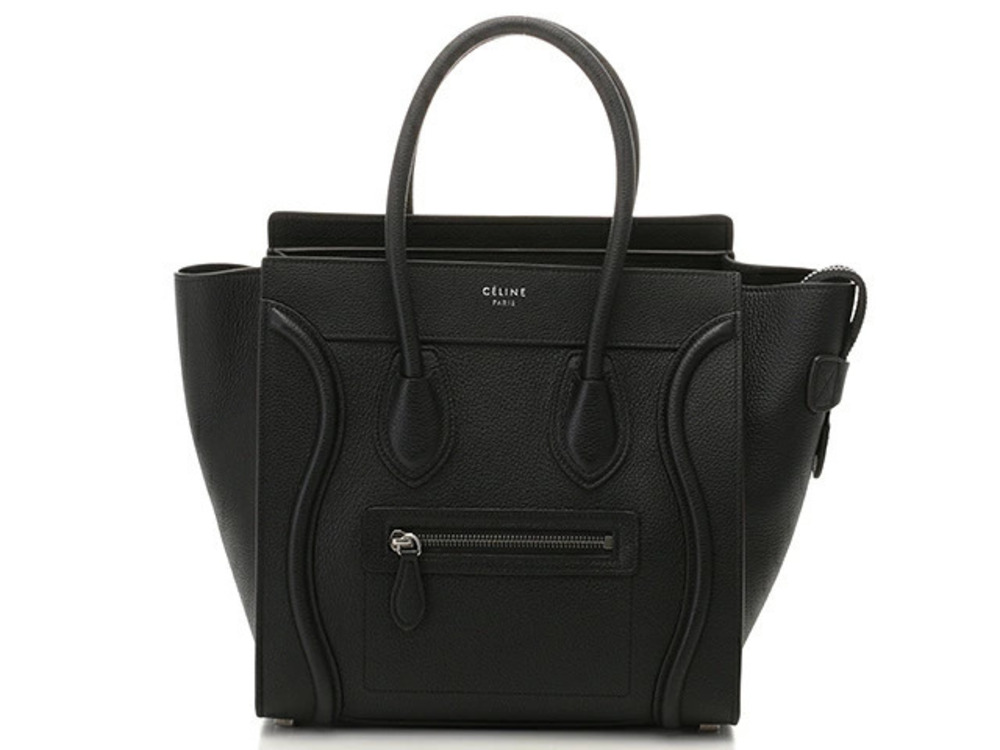 Celine Luggage Tote Shopper Handbag Tote Bag Leather Calfskin Black